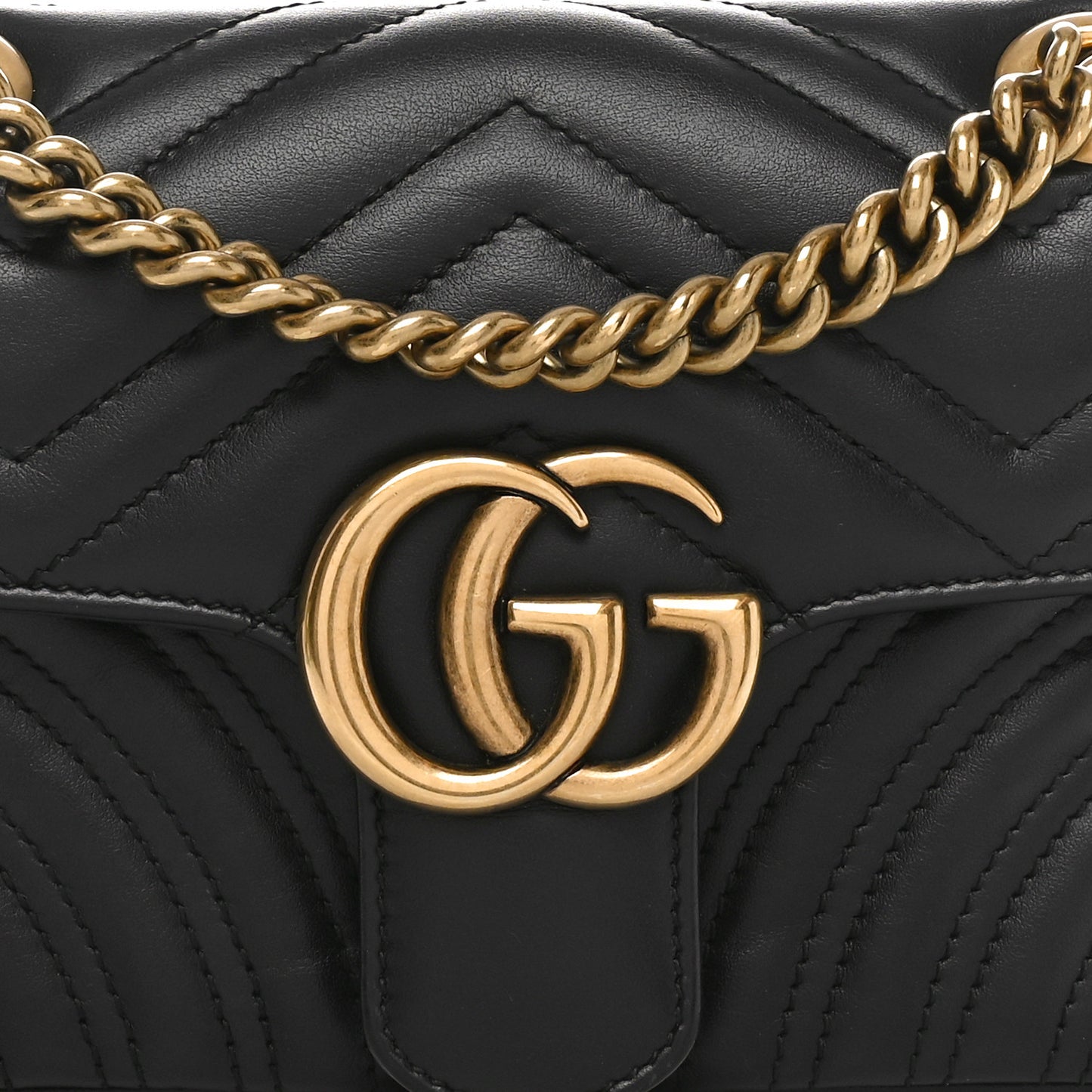 Calfskin Matelasse Mini GG Marmont Shoulder Bag Black