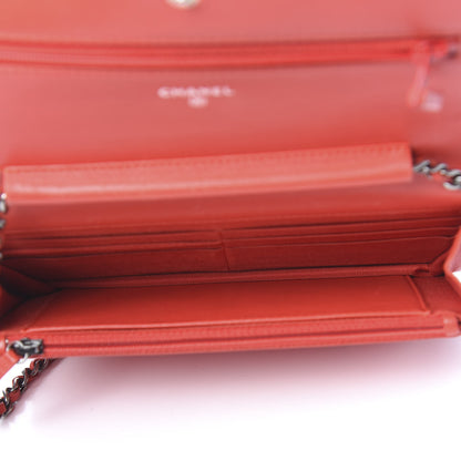 Chanel Lambskin Quilted Boy Wallet On Chain WOC Red 5 of 11