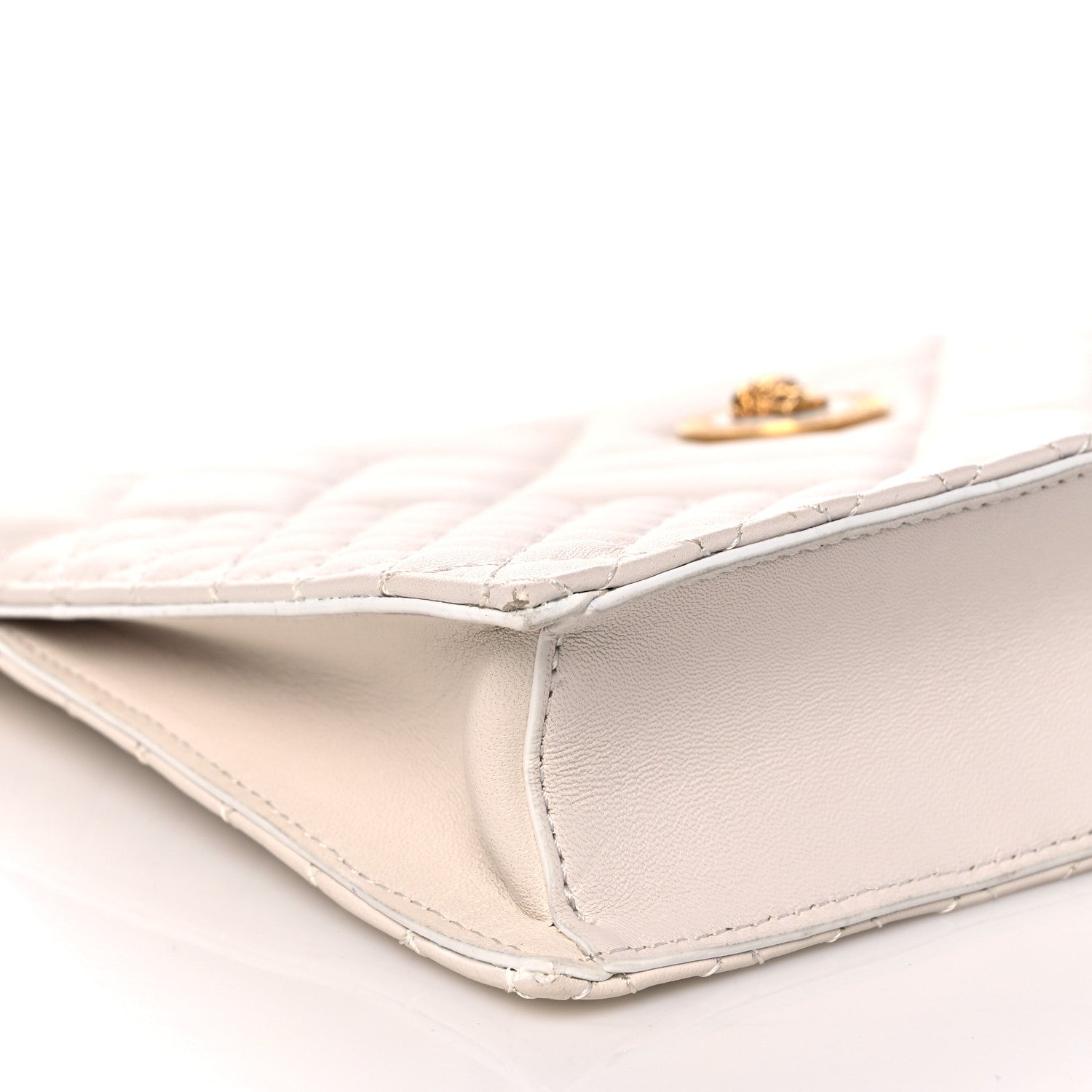 Versace Calfskin Quilted Tribute Icon Crossbody Flat Pouch White 8 of 13