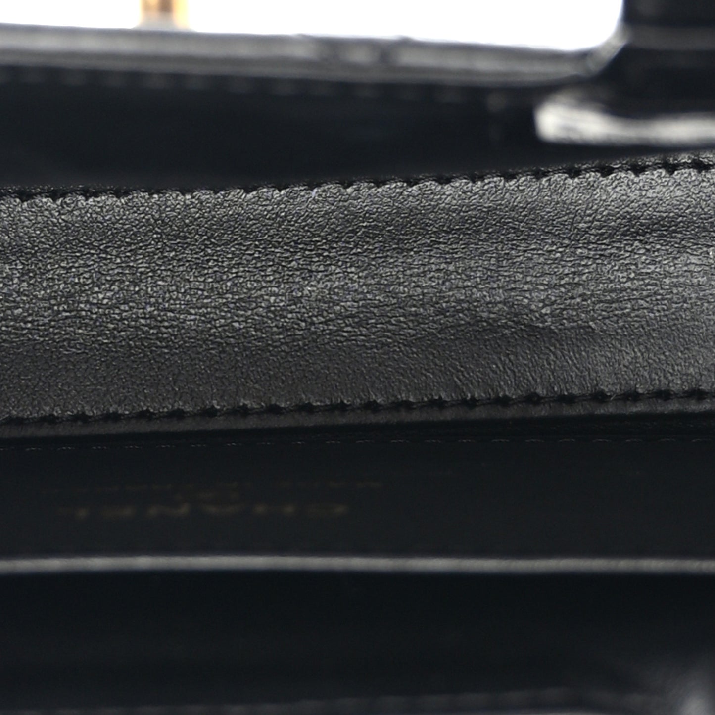 Shiny Aged Calfskin Quilted Mini Nano Kelly Shopper Black