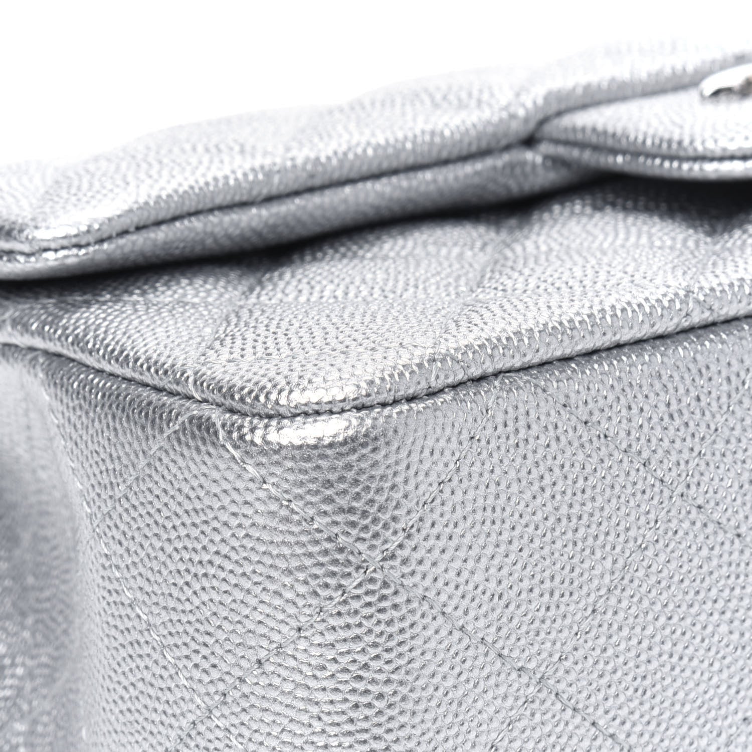 Chanel Metallic Caviar Quilted Mini Top Handle Rectangular Flap Silver 7 of 12