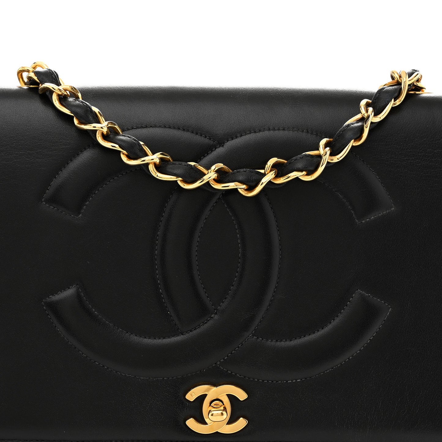 Lambskin Quilted CC Maxi Jumbo Single Flap Black