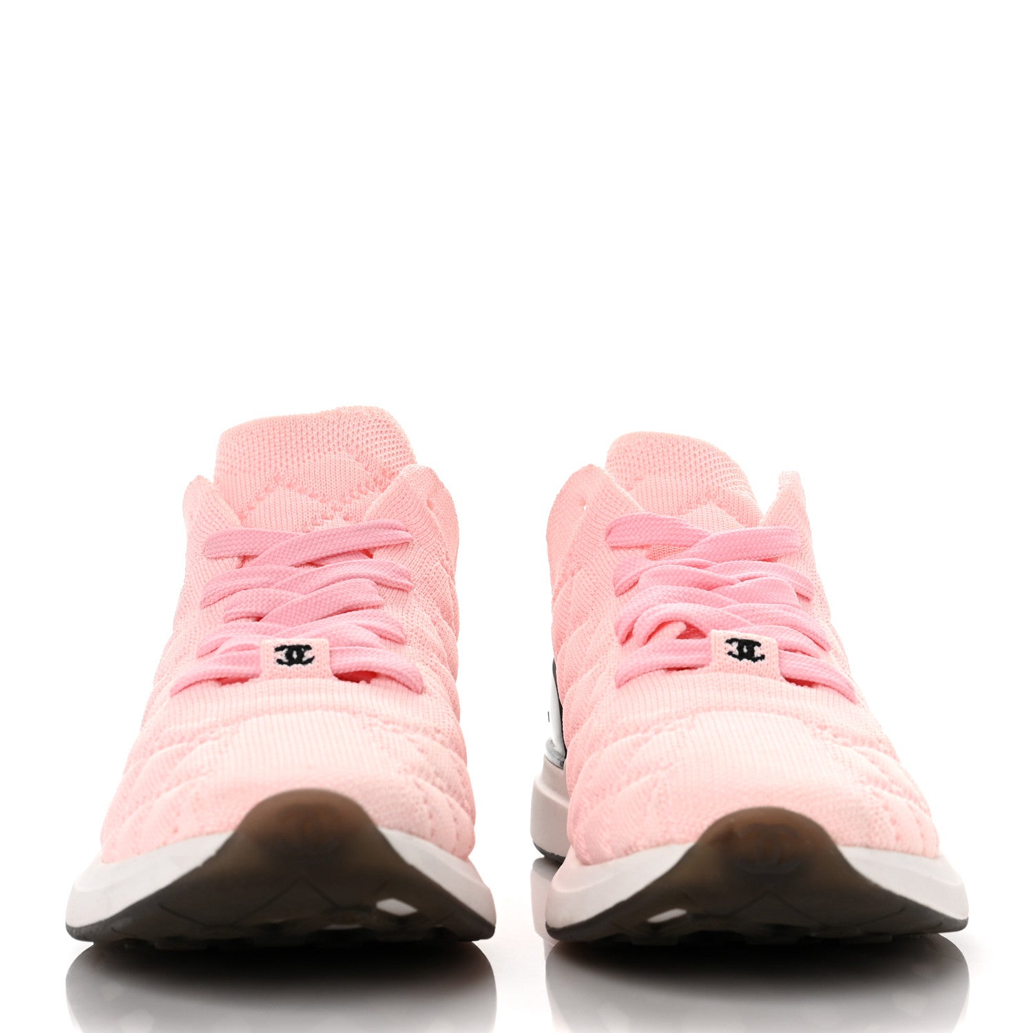 Chanel Mixed Fibers Quilted Womens CC Sneakers 41 Light Pink 2 of 8