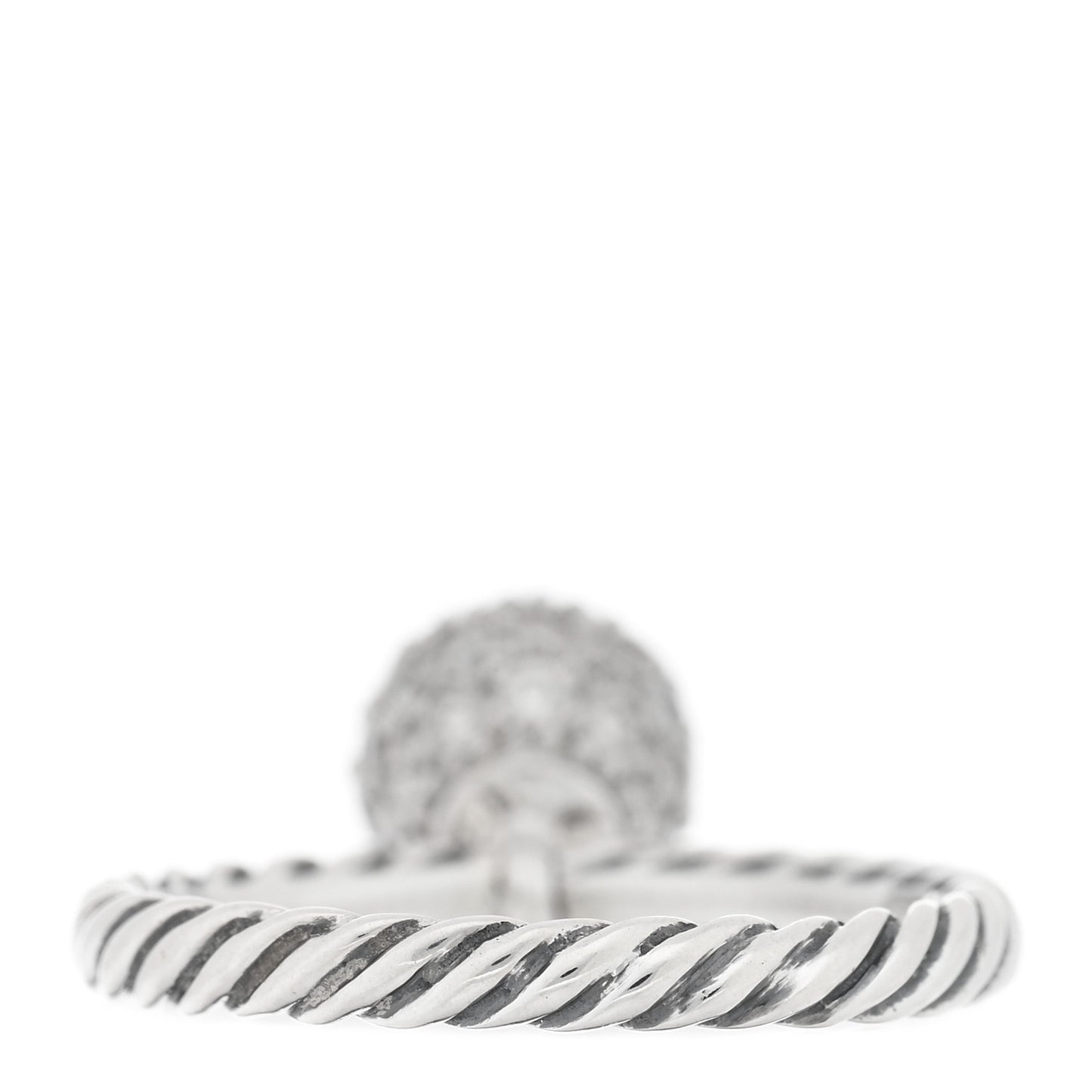 Sterling Silver Pave Diamond 8mm Element Ball Ring 52 6