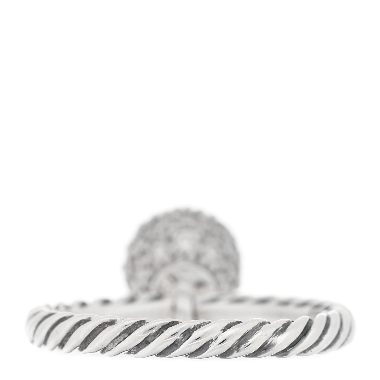 David Yurman Sterling Silver Pave Diamond 8mm Element Ball Ring 52 6 3 of 4