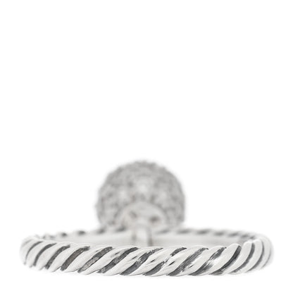 David Yurman Sterling Silver Pave Diamond 8mm Element Ball Ring 52 6 3 of 4