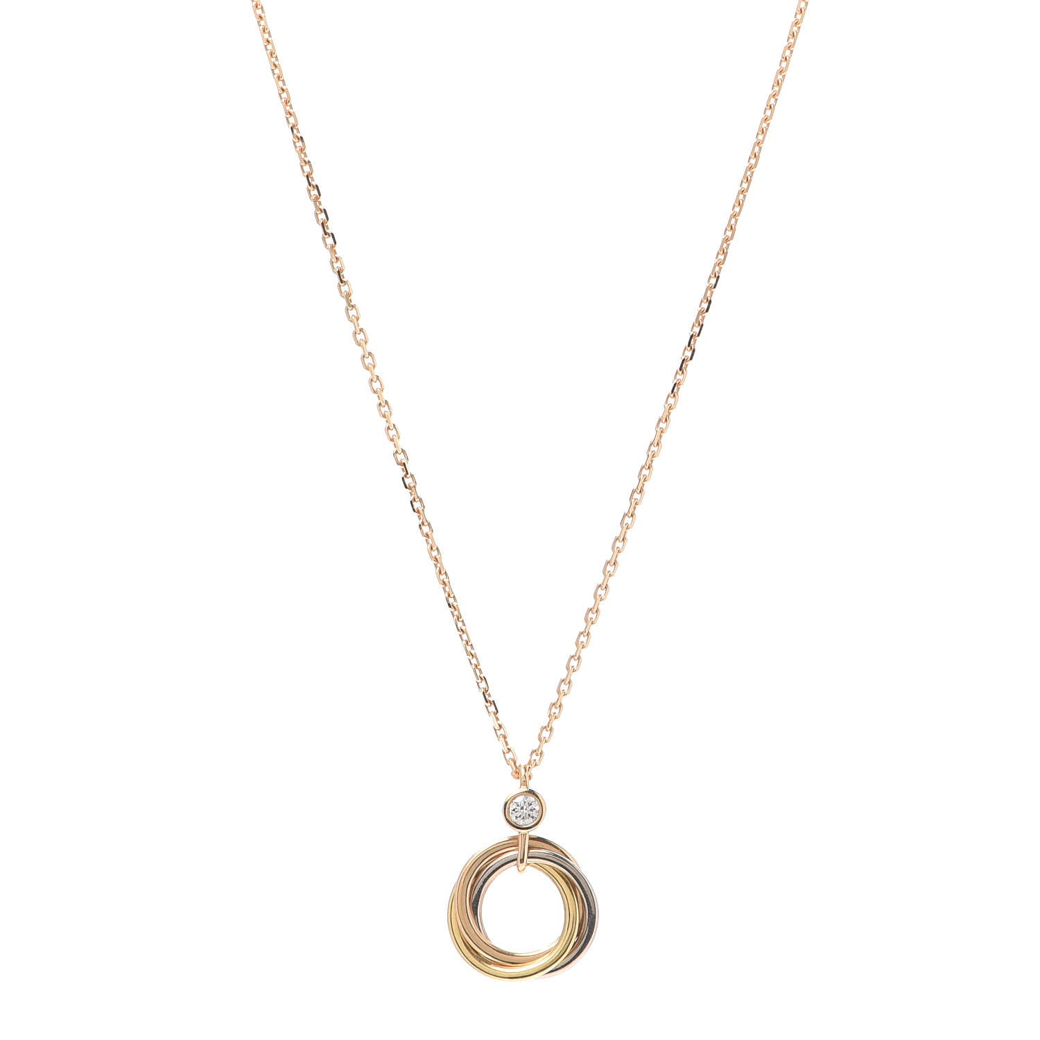 Cartier 18K Pink Yellow White Gold Diamond Trinity Pendant Necklace 1 of 5