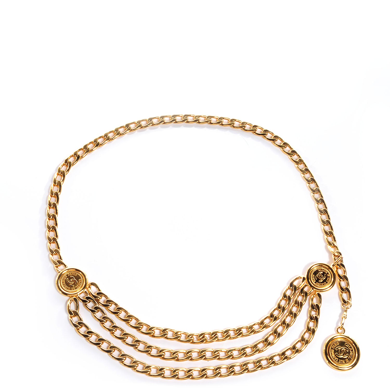 Chanel Metal Chain CC Medallion Belt Gold 1 of 6