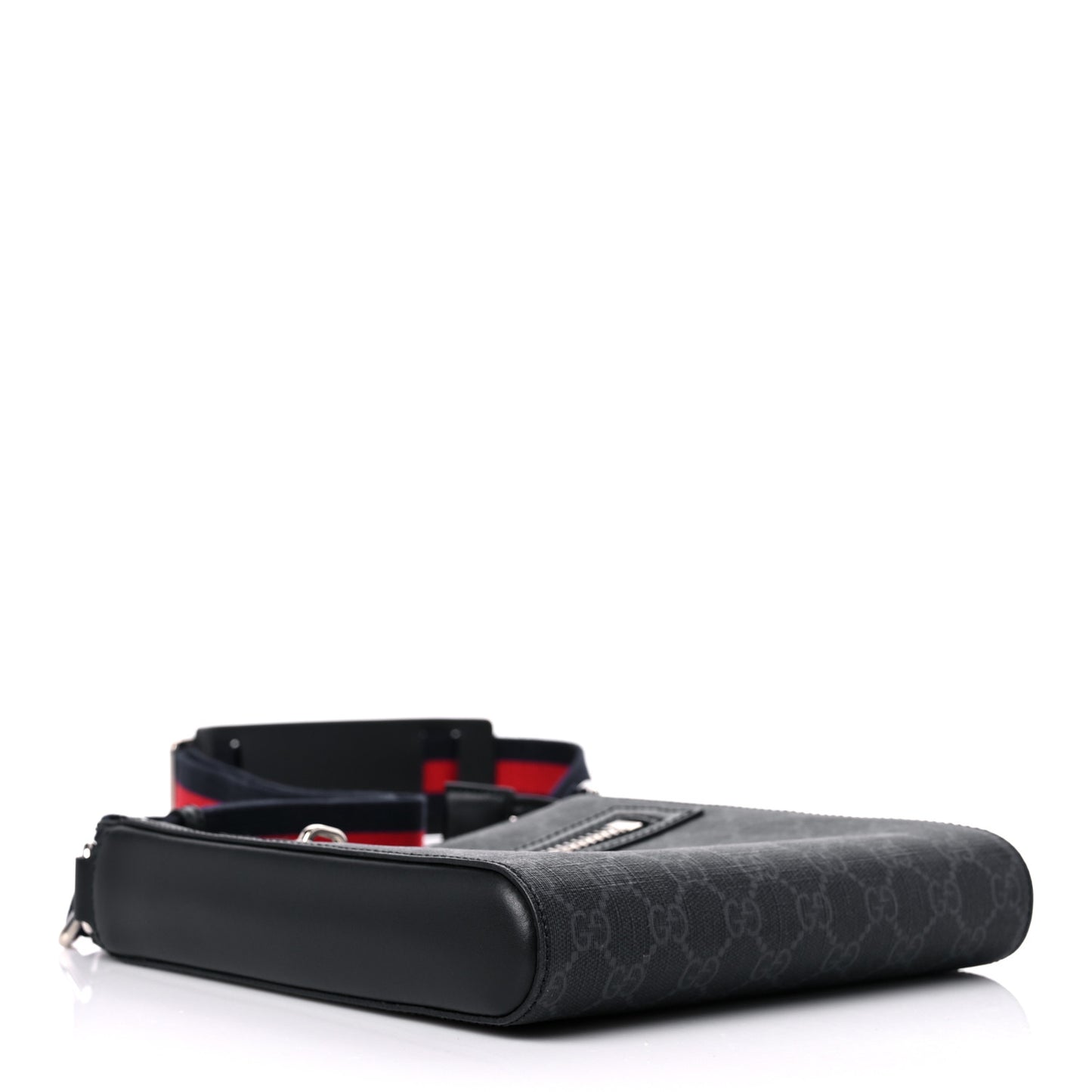GG Supreme Monogram Web Small Flat Messenger Bag Black Grey