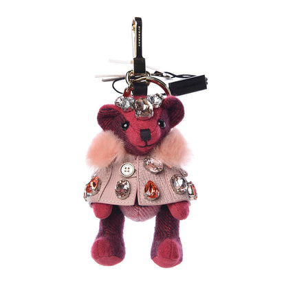 Burberry Cashmere Crystal Thomas Teddy Bear Keychain Charm Fuchsia 1 of 3