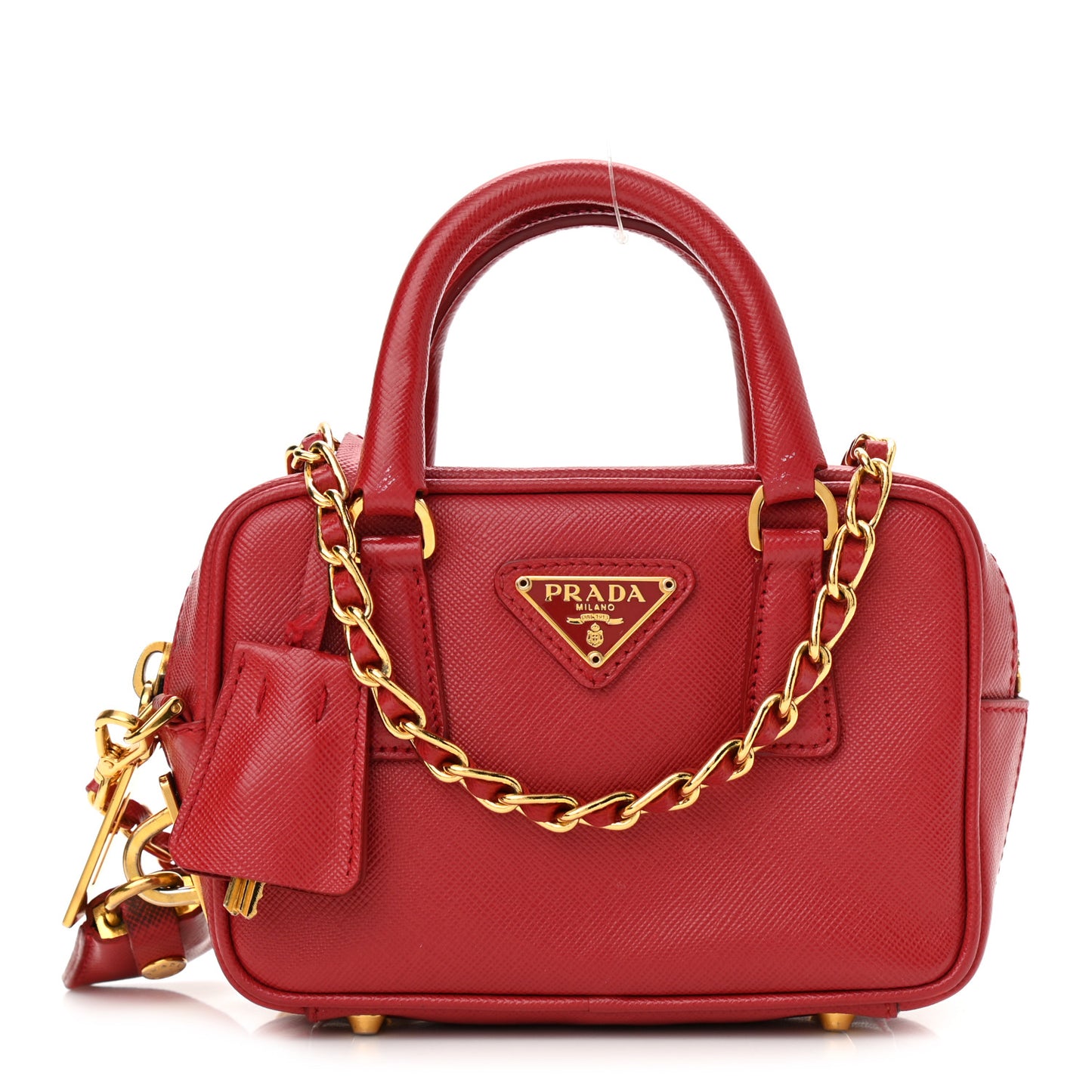 Saffiano Lux Mini Top Handle Crossbody Bag Fuoco