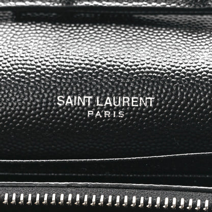 Saint Laurent Grain De Poudre Matelasse Chevron Monogram Chain Wallet Black 5 of 10