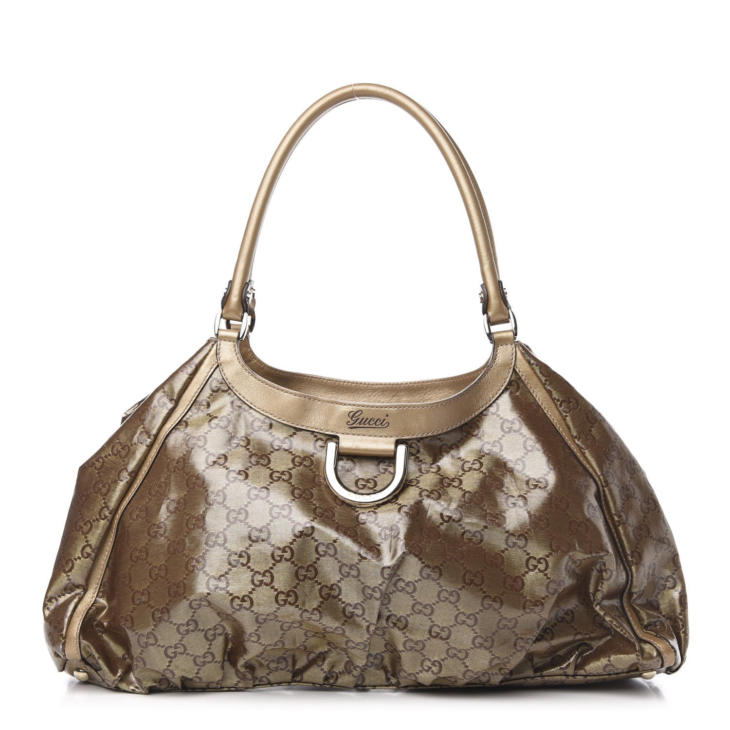 Gucci Crystal Monogram Large D Gold Hobo Gold 1 of 10