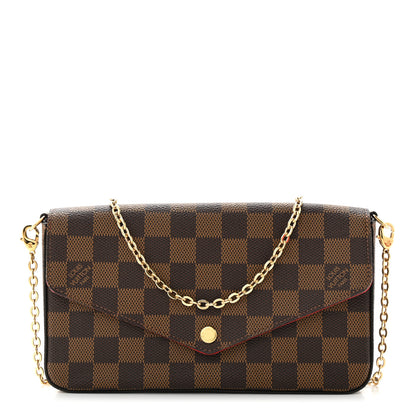 Louis Vuitton Damier Ebene Pochette Felicie Chain Wallet 1 of 13