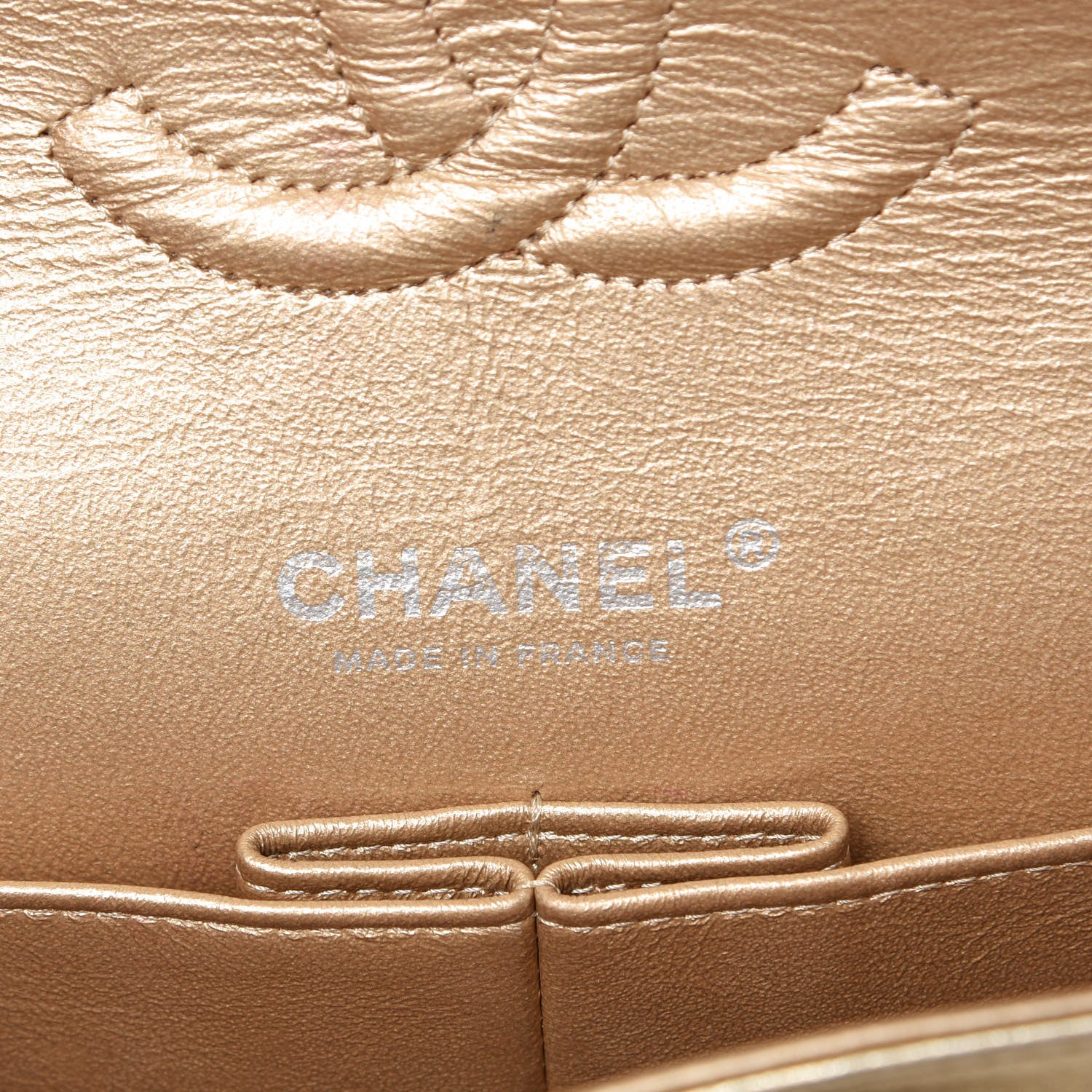 Chanel Metallic Washed Lambskin Quilted Medium Double Flap Dark Gold Black 10 of 18