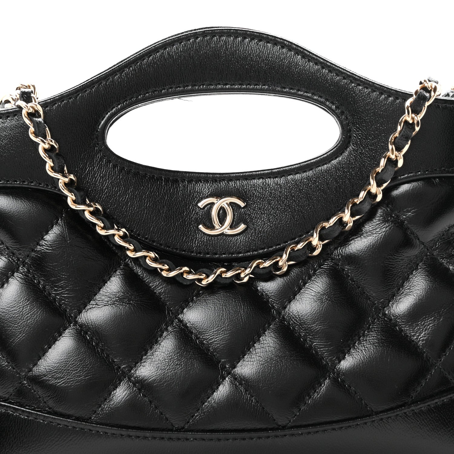 Chanel Shiny Crumpled Calfskin Quilted Nano 31 Shopping Bag Black 8 of 11