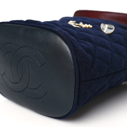 Chanel Wool Lambskin Quilted Paris Hamburg Charms Bucket Bag Dark Navy 10 of 10