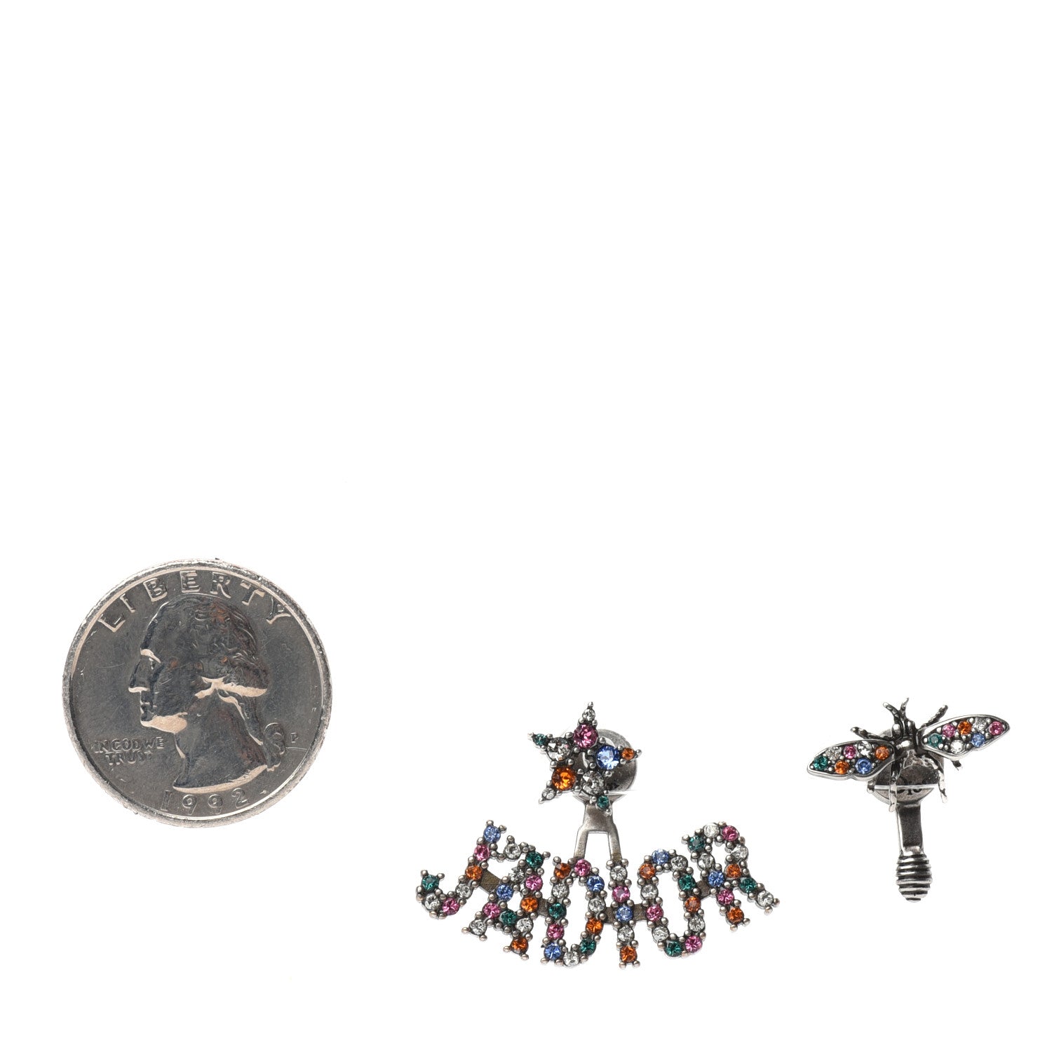 Christian Dior Metal Crystal J'adior Earrings Aged Gold Multicolor 2 of 3