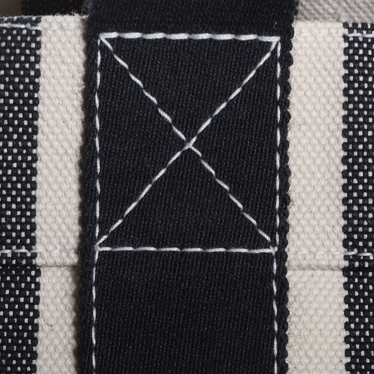 Hermes Canvas Striped Cannes MM Beach Tote Blanc Black White 13 of 13