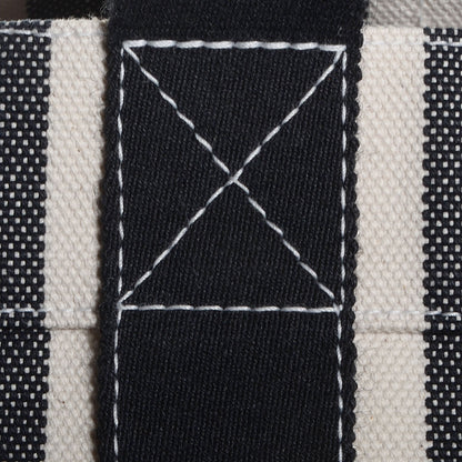 Hermes Canvas Striped Cannes MM Beach Tote Blanc Black White 13 of 13