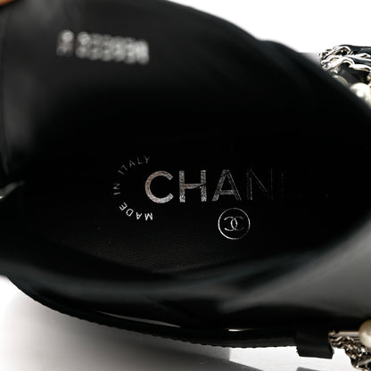 Chanel Calfskin Pearl Cap Toe Short Boots 37 Black 8 of 10