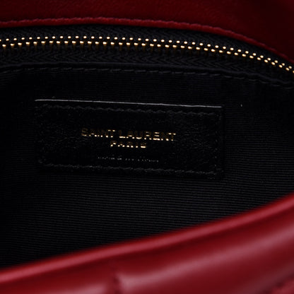 Saint Laurent Lambskin Quilted Toy Loulou Puffer Monogram Chain Satchel Red 6 of 11