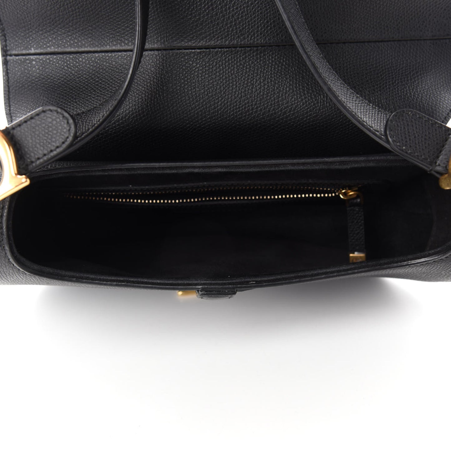 Grained Calfskin Saddle Bag Black