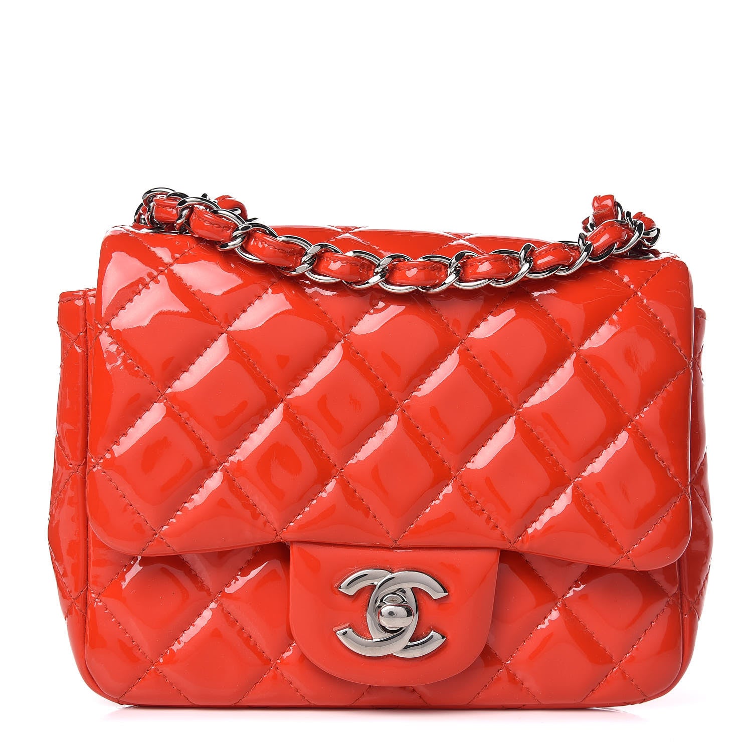 Chanel Patent Quilted Mini Square Flap Red 1 of 10