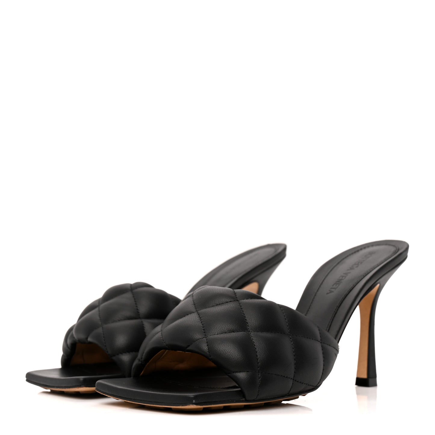 Nappa Matelasse Padded Mule Sandals 37 Black