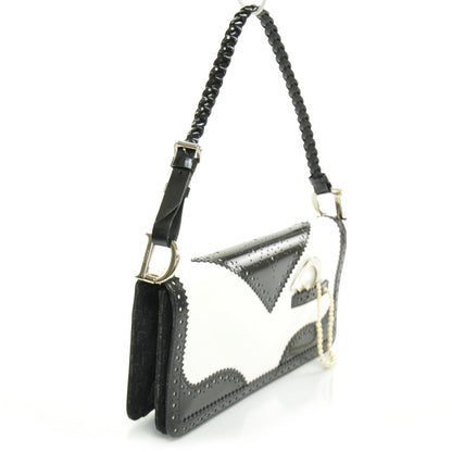 Christian Dior Leather D Trick Shoulder Bag Black and White 3 of 9