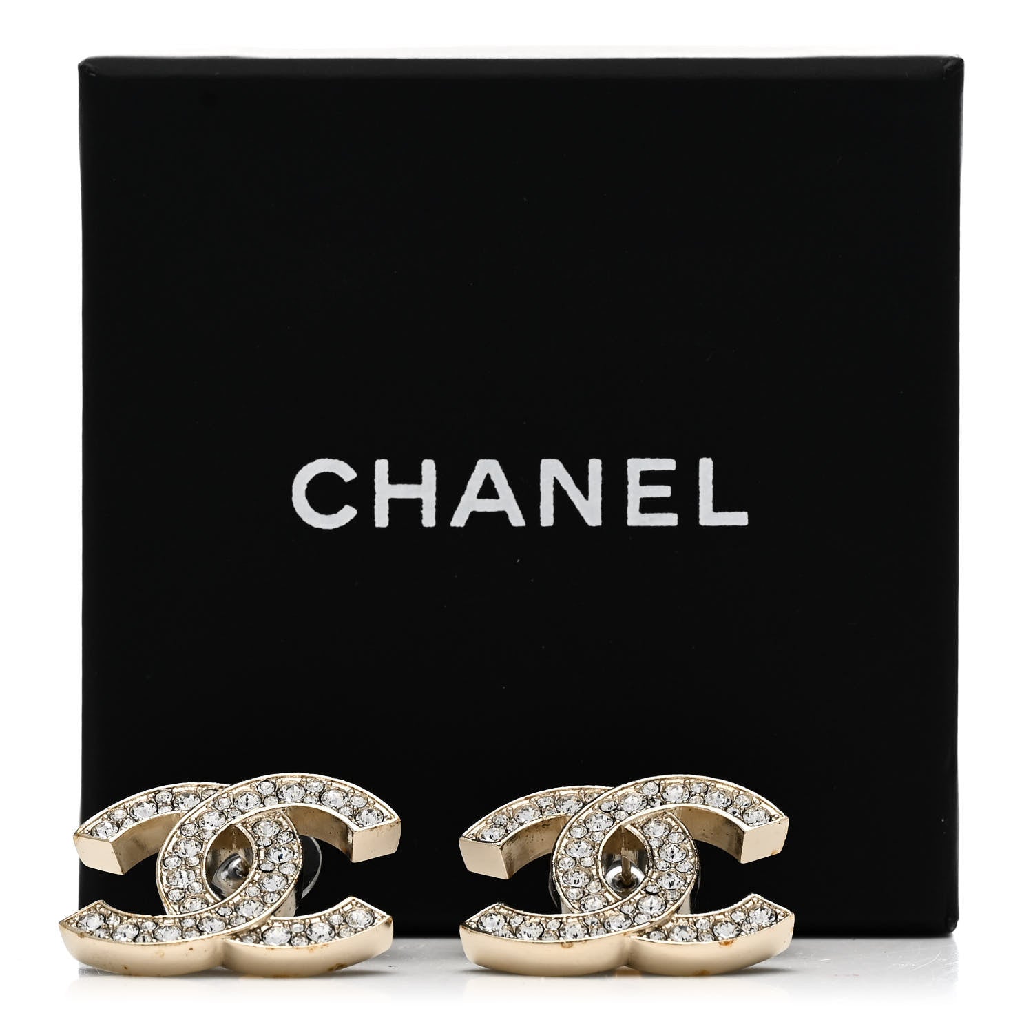 Chanel Crystal CC Earrings Light Gold 5 of 5