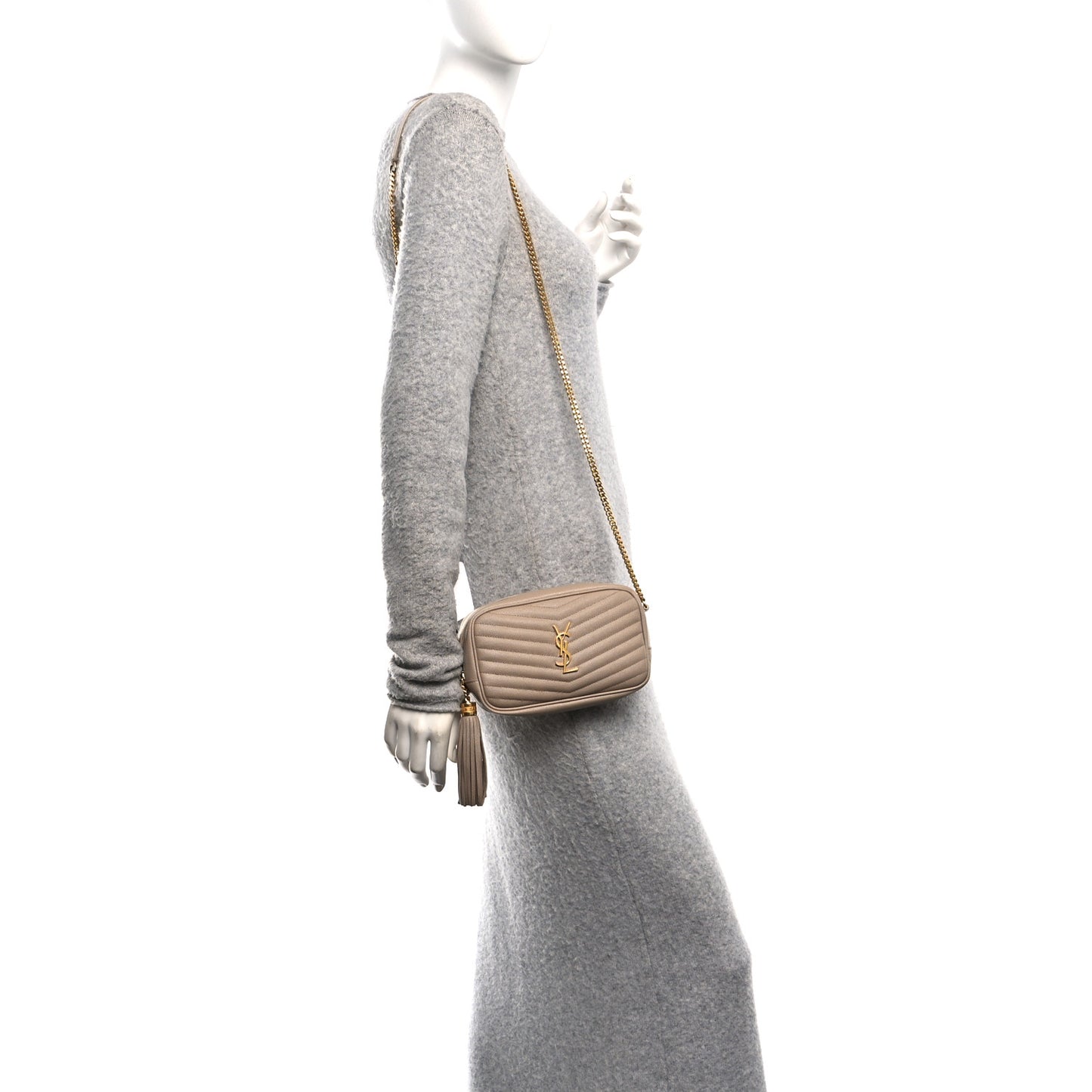 Grain De Poudre Matelasse Monogram Mini Lou Camera Bag Dark Beige