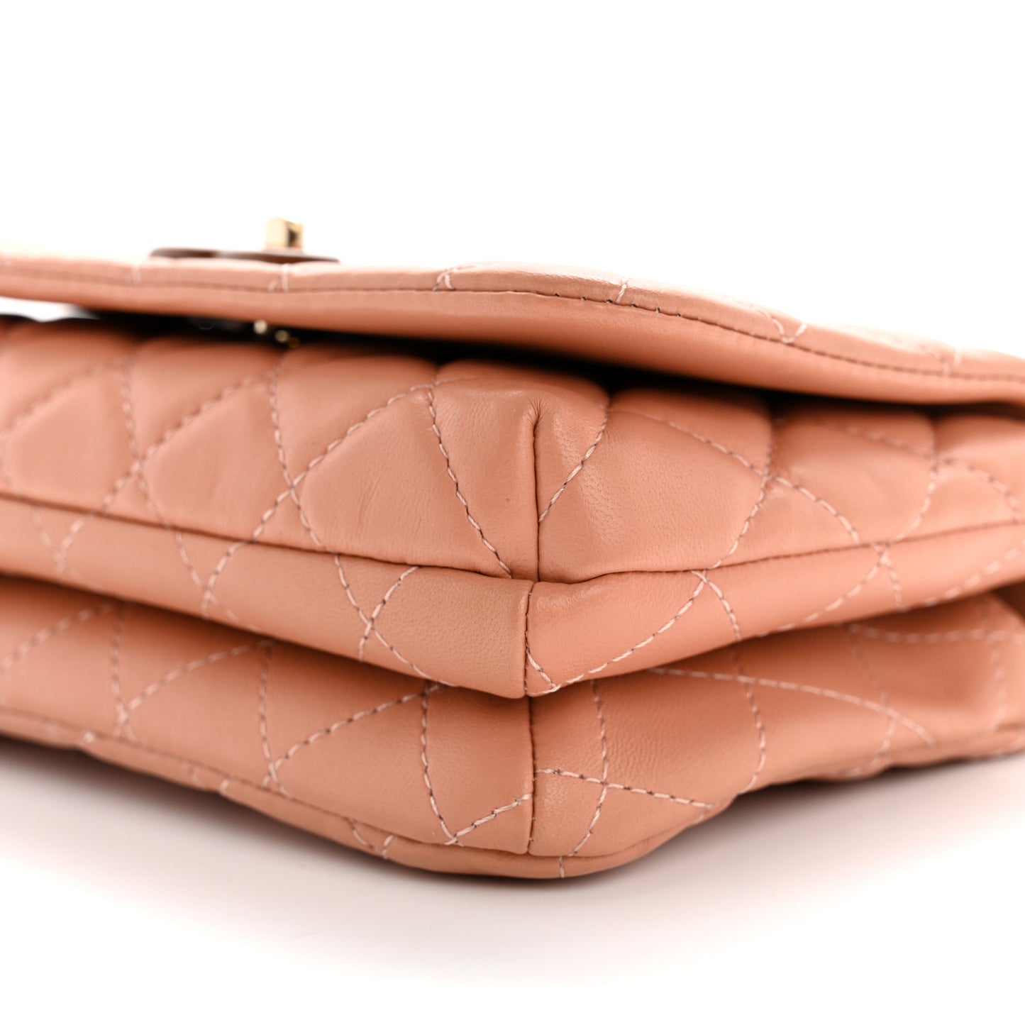 Lambskin Quilted Wood Mini Coco Handle Flap Beige