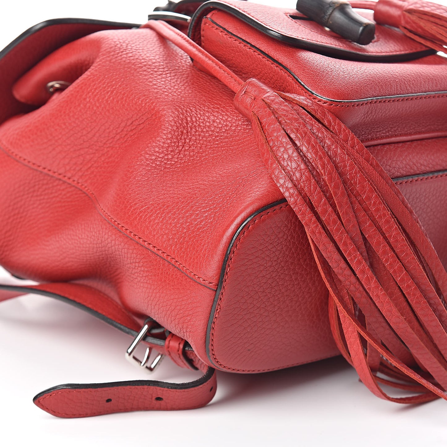 Calfskin Small Bamboo Backpack Red