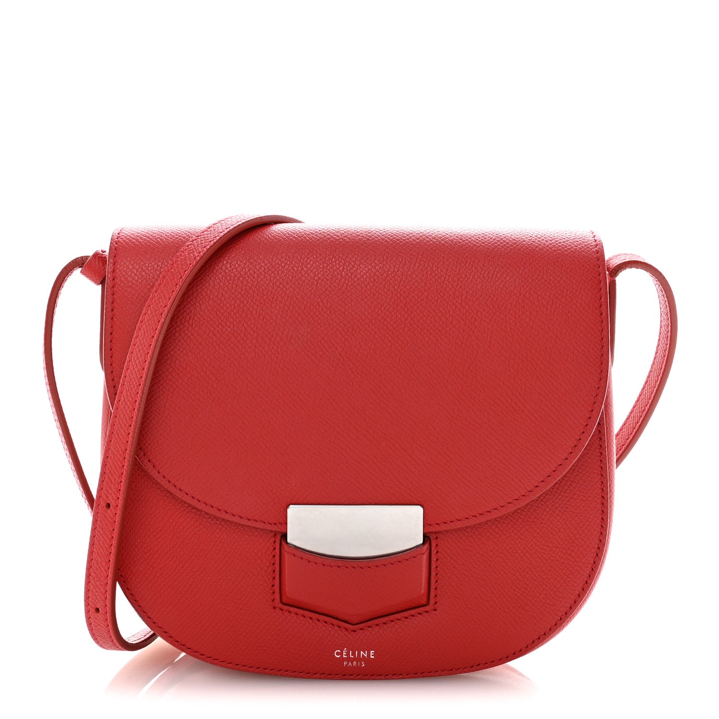 Grained Calfskin Small Trotteur Coquelicot