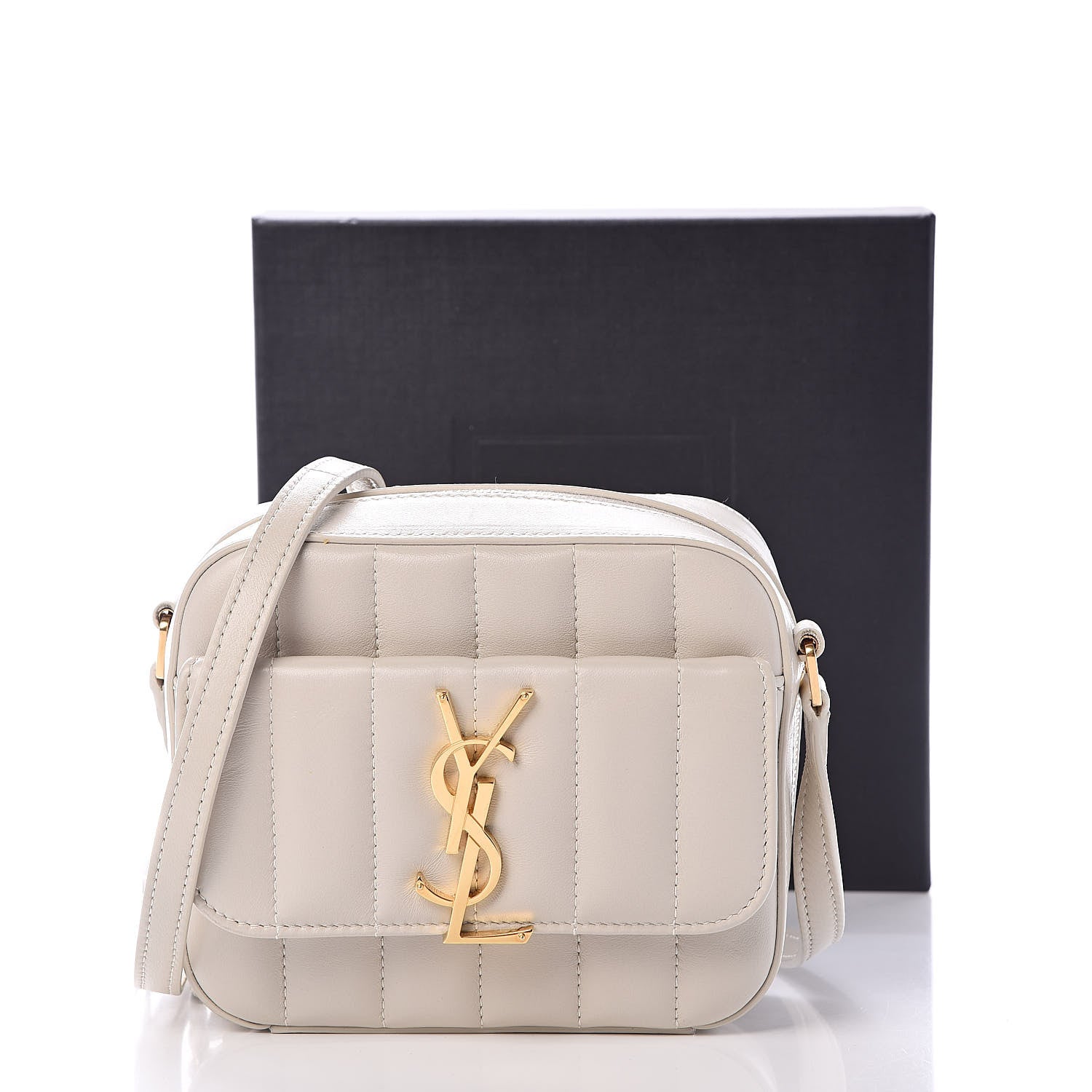 Saint Laurent Lambskin Matelasse Monogram Toy Vicky Camera Bag White 11 of 11
