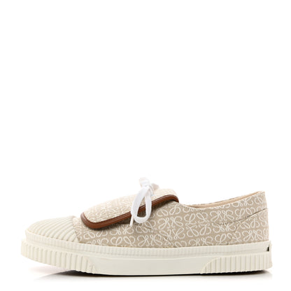 Loewe Jacquard Anagram Calfskin Flap Sneakers 38 Natural White 1 of 8