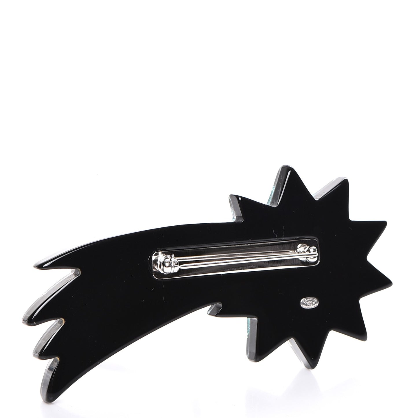 Glittered Resin Strass Shooting Star Brooch Silver Purple Green