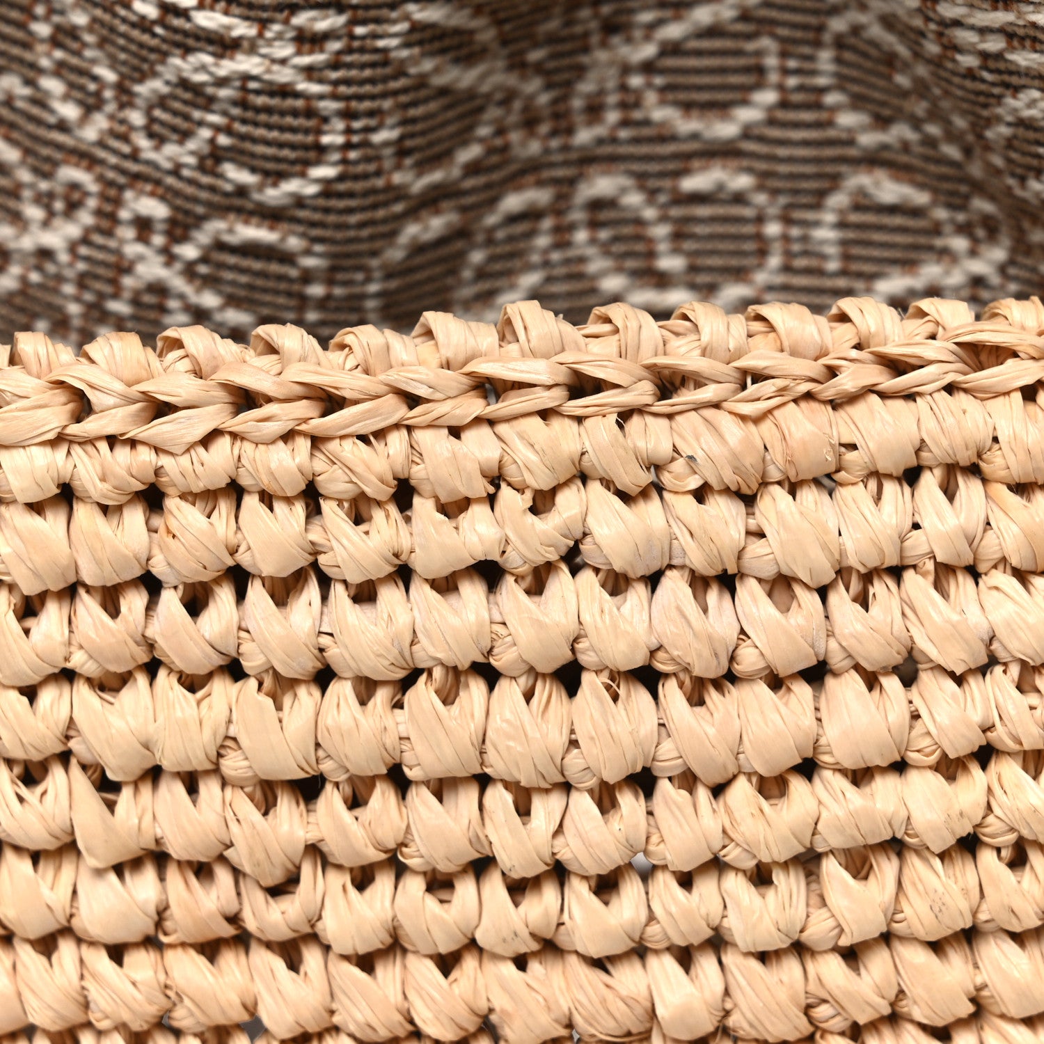 Loewe Calfskin Raffia Anagram Paulas Ibiza Pochette Bag Natural Tan 7 of 9