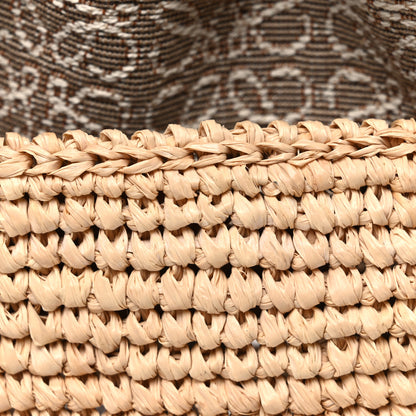 Loewe Calfskin Raffia Anagram Paulas Ibiza Pochette Bag Natural Tan 7 of 9