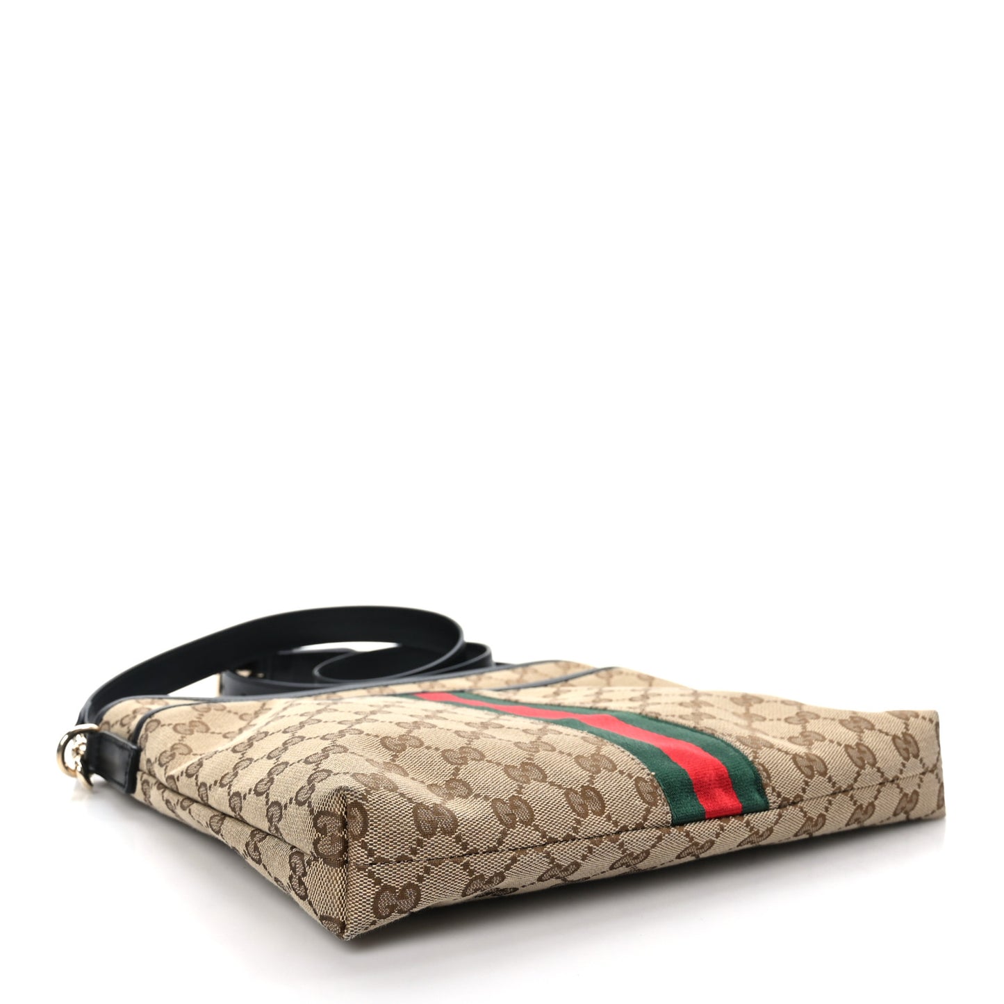 GG Monogram Web Flat Messenger Bag Black