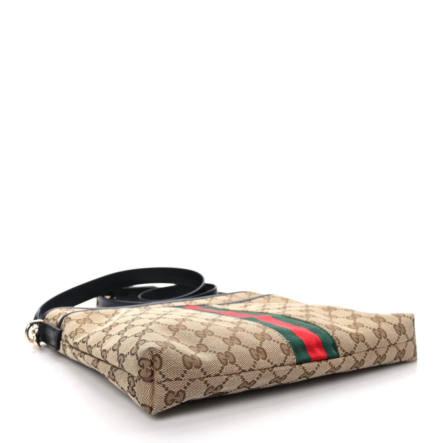 Gucci GG Monogram Web Flat Messenger Bag Black 4 of 9