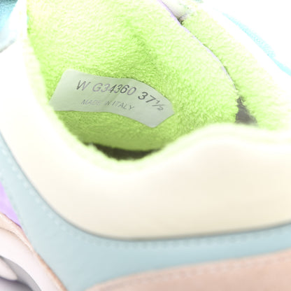 Chanel Nylon Lambskin Suede Calfskin CC Sneakers 37.5 Green Purple Pink 8 of 9