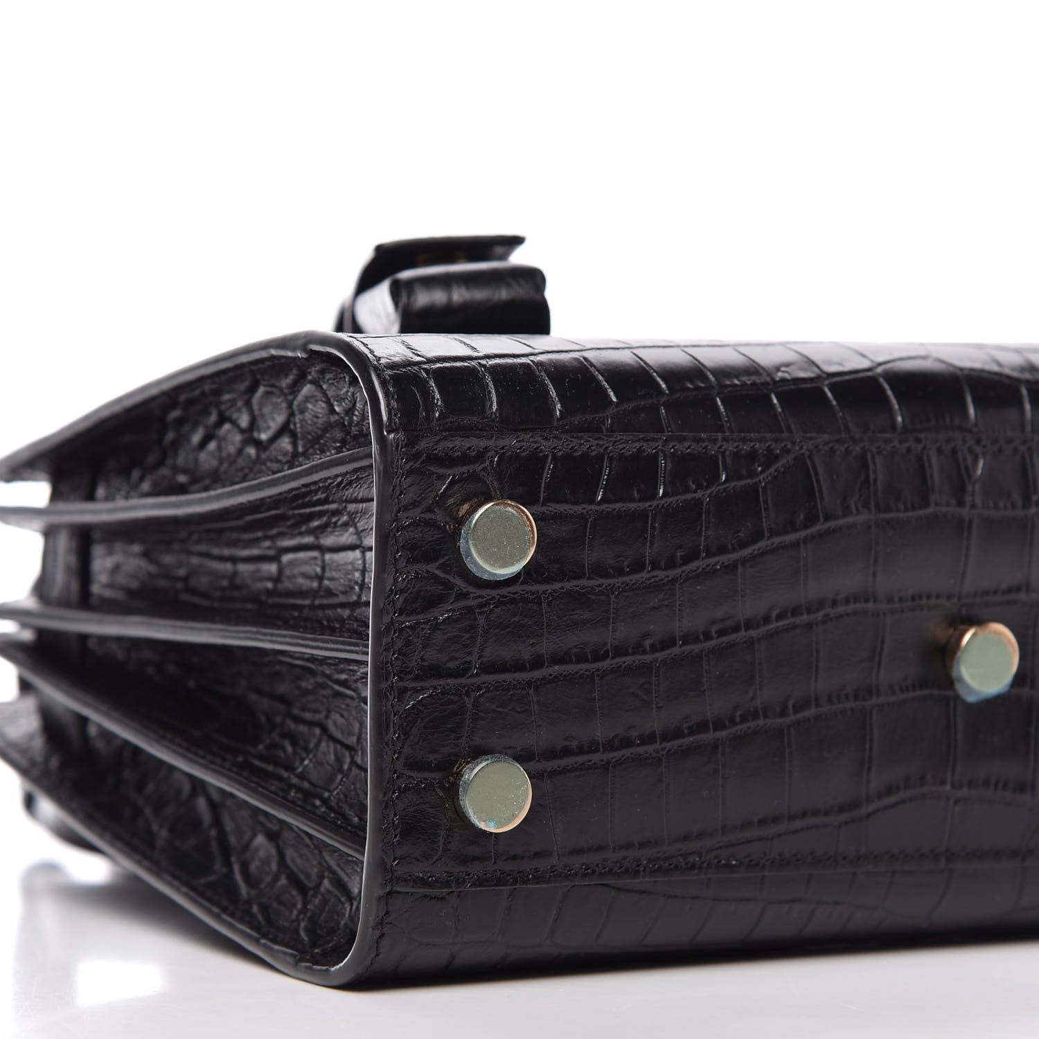 Saint Laurent Calfskin Crocodile Embossed Nano Sac De Jour Black 6 of 9