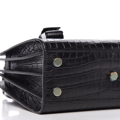 Saint Laurent Calfskin Crocodile Embossed Nano Sac De Jour Black 6 of 9