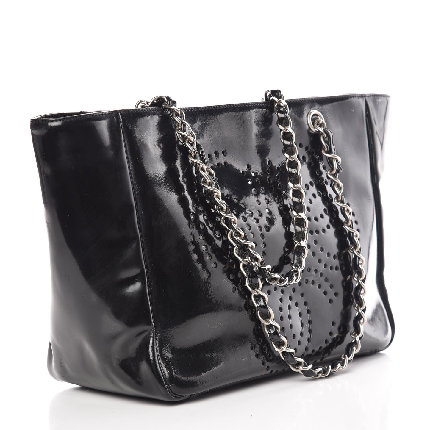 Patent Perforated CC Tote Black
