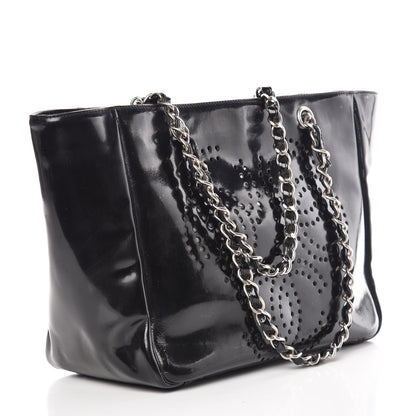 Chanel Patent Perforated CC Tote Black 3 of 13