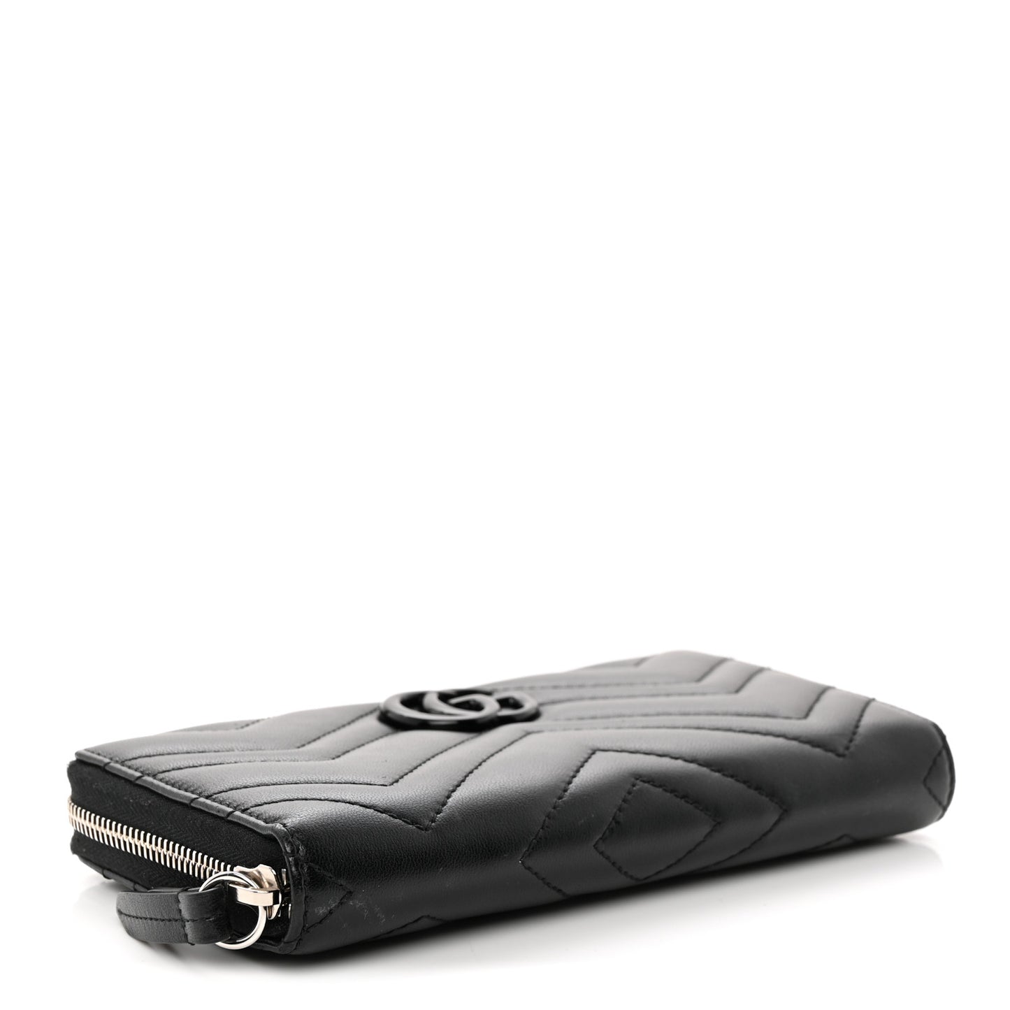 Calfskin Matelasse Monochrome GG Marmont Zip Around Wallet Black
