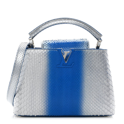 Louis Vuitton Metallic Snakeskin Bicolor Capucines BB Blue Silver 1 of 9