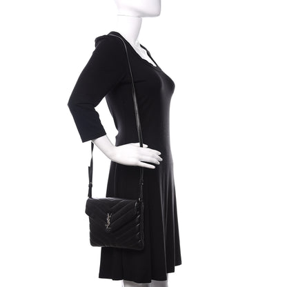 Saint Laurent Calfskin Y Quilted Monogram Loulou Flap Bag Black 2 of 12